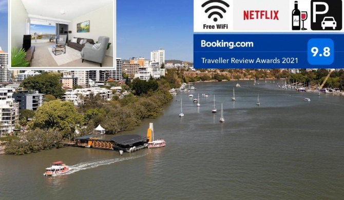 Amazing River View - 3 Bedroom Apartment - Brisbane CBD - Netflix - Fast Wifi - Carpark